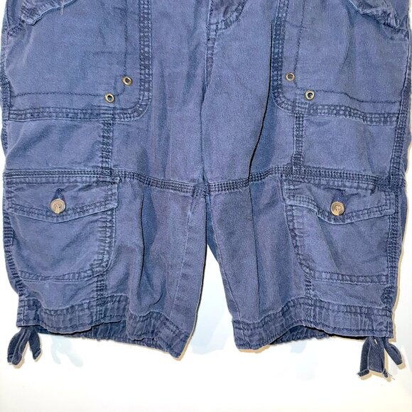 (2 for $10) Faded Glory Navy Elastic Waist Cargo Shorts Size 10 - Picture 3 of 6